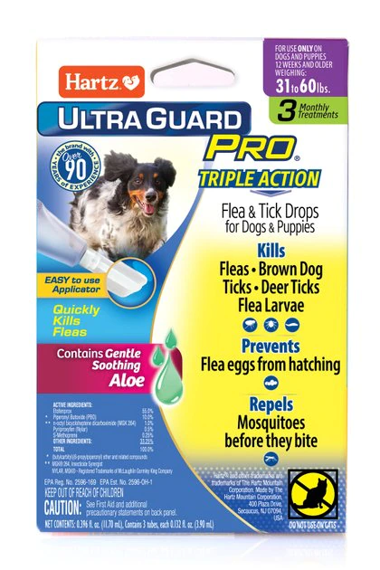 Hartz UltraGuard Pro Triple Action Flea & Tick Spot Treatment for Dogs, 31-60 lbs 3 Hartz UltraGuard Pro Triple Action Flea & Tick Spot Treatment for Dogs, 31-60 lbs