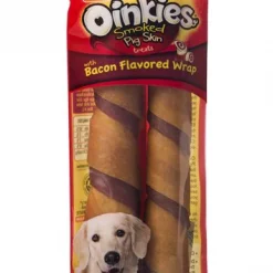 Hartz Oinkies Smoked Pig Skin Twists Bacon Flavor Wrap Dog Treats