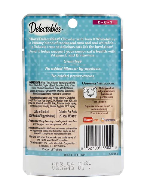 Hartz Delectables Chowder Senior 10+ Tuna & Whitefish Cat Treat 4 Hartz Delectables Chowder Senior 10+ Tuna & Whitefish Cat Treat - Image 2
