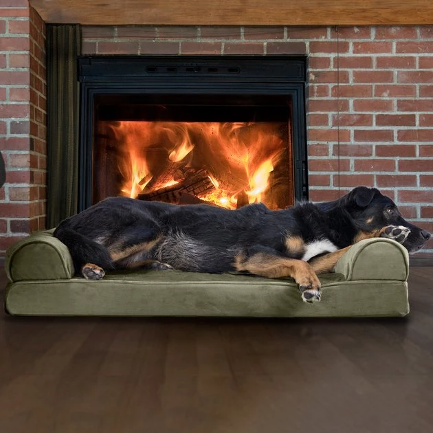 FurHaven Faux Fur Orthopedic Bolster Dog Bed w/Removable Cover 3 FurHaven Faux Fur Orthopedic Bolster Dog Bed w/Removable Cover