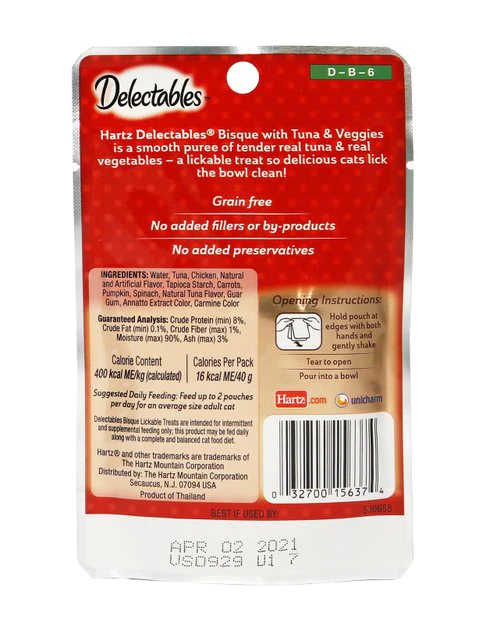 Hartz Delectables Bisque Tuna & Veggie Lickable Cat Treat 4 Hartz Delectables Bisque Tuna & Veggie Lickable Cat Treat - Image 2