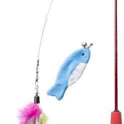 Hartz Just For Cats Kitty Caster Cat Wand Toy with Catnip, Color Varies