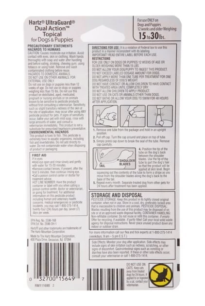 Hartz UltraGuard Dual Action Flea & Tick Spot Treatment For Dogs, 15-30 lbs 4 Hartz UltraGuard Dual Action Flea & Tick Spot Treatment For Dogs, 15-30 lbs - Image 2