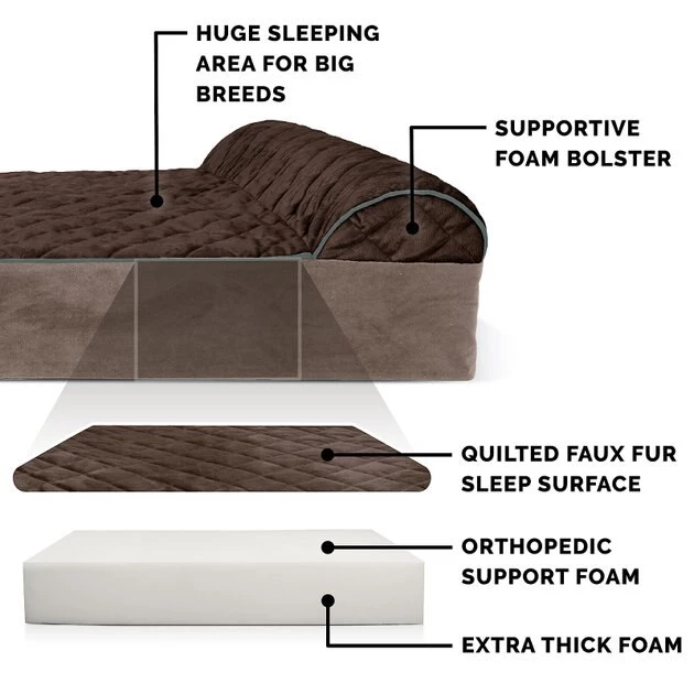 FurHaven Quilted Goliath Chaise Bolster Dog Bed w/Removable Cover 8 FurHaven Quilted Goliath Chaise Bolster Dog Bed w/Removable Cover - Image 6