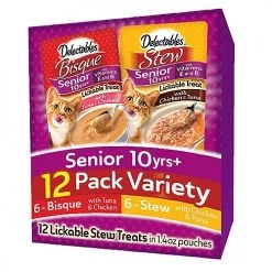 Hartz Delectables Senior 10+ Stew & Bisque Variety Pack Lickable Cat Treats