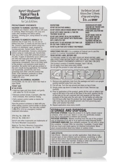 Hartz UltraGuard Flea & Tick Spot Treatment for Cats, over 5 lbs 4 Hartz UltraGuard Flea & Tick Spot Treatment for Cats, over 5 lbs - Image 2
