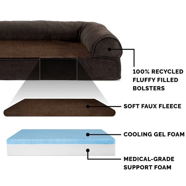 FurHaven Faux Fleece Cooling Gel Bolster Dog Bed w/Removable Cover 7 FurHaven Faux Fleece Cooling Gel Bolster Dog Bed w/Removable Cover - Image 5