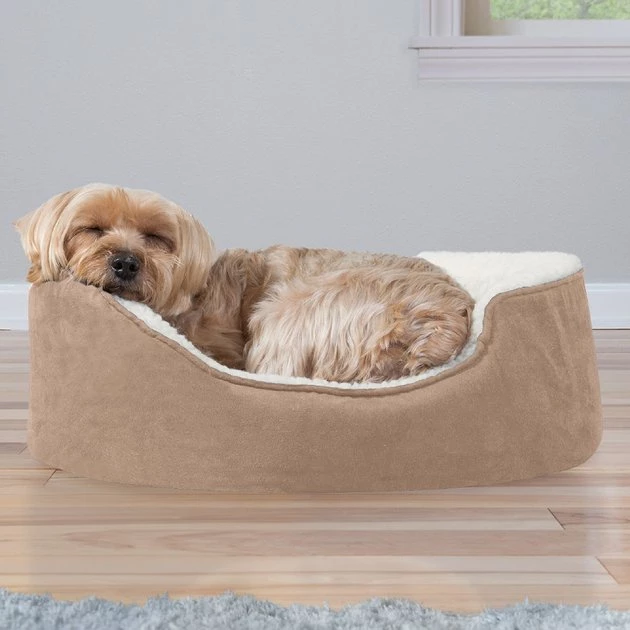 FurHaven Faux Sheepskin & Suede Orthopedic Bolster Dog Bed w/Removable Cover 3 FurHaven Faux Sheepskin & Suede Orthopedic Bolster Dog Bed w/Removable Cover