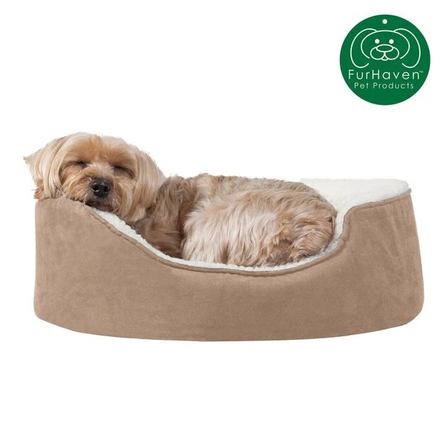 FurHaven Faux Sheepskin & Suede Orthopedic Bolster Dog Bed w/Removable Cover 6 FurHaven Faux Sheepskin & Suede Orthopedic Bolster Dog Bed w/Removable Cover - Image 4