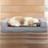 FurHaven Plush & Suede Cooling Gel Bolster Dog Bed w/Removable Cover