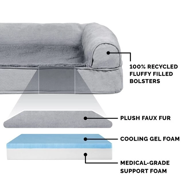 FurHaven Plush & Suede Cooling Gel Bolster Dog Bed w/Removable Cover 8 FurHaven Plush & Suede Cooling Gel Bolster Dog Bed w/Removable Cover - Image 6