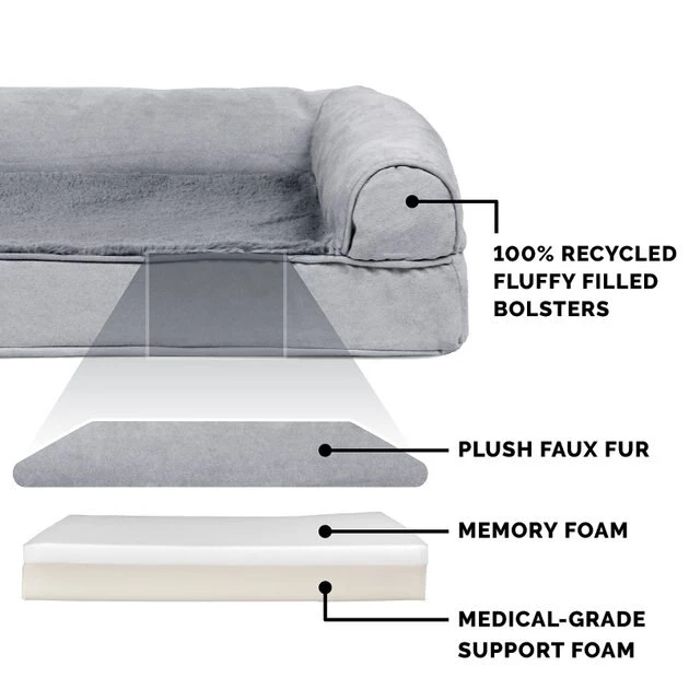 FurHaven Plush & Suede Memory Top Bolster Dog Bed w/Removable Cover 8 FurHaven Plush & Suede Memory Top Bolster Dog Bed w/Removable Cover - Image 6