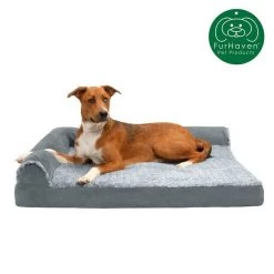 FurHaven Two Tone Faux Fur & Suede Deluxe Chaise Cooling Gel Dog & Cat Bed w/Removable Cover -Hart FurHavOfficial Shop 176048 PT3. SY630 V1601484054