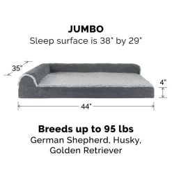 FurHaven Two Tone Faux Fur & Suede Deluxe Chaise Cooling Gel Dog & Cat Bed w/Removable Cover -Hart FurHavOfficial Shop 176048 PT4. SY630 V1601484957