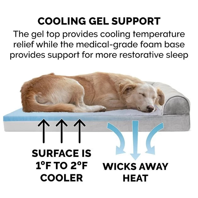 FurHaven Faux Fur Cooling Gel Bolster Cat & Dog Bed w/Removable Cover 9 FurHaven Faux Fur Cooling Gel Bolster Cat & Dog Bed w/Removable Cover - Image 7