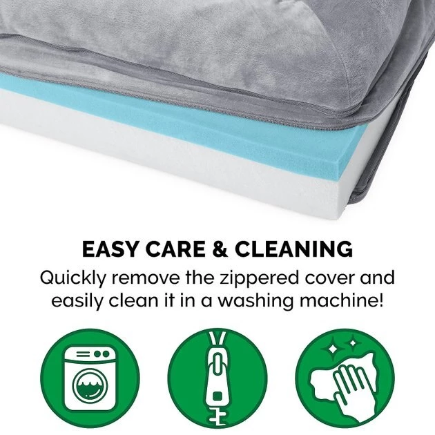 FurHaven Faux Fur Cooling Gel Bolster Cat & Dog Bed w/Removable Cover 10 FurHaven Faux Fur Cooling Gel Bolster Cat & Dog Bed w/Removable Cover - Image 8