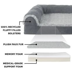 FurHaven Two-Tone Deluxe Chaise Memory Top Cat & Dog Bed w/Removable Cover -Hart FurHavOfficial Shop 176265 PT5. SY630 V1606825923