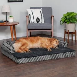 FurHaven Comfy Couch Cooling Gel Cat & Dog Bed w/Removable Cover