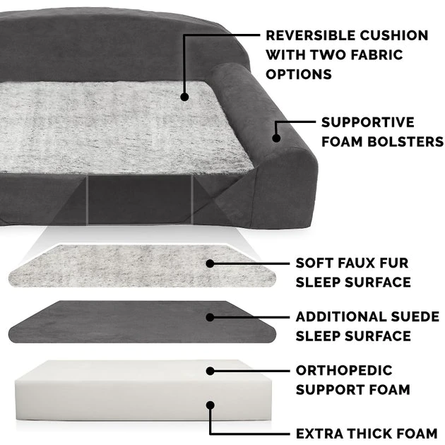 FurHaven Luxury Edition Orthopedic Bolster Cat & Dog Bed w/Removable Cover 8 FurHaven Luxury Edition Orthopedic Bolster Cat & Dog Bed w/Removable Cover - Image 6