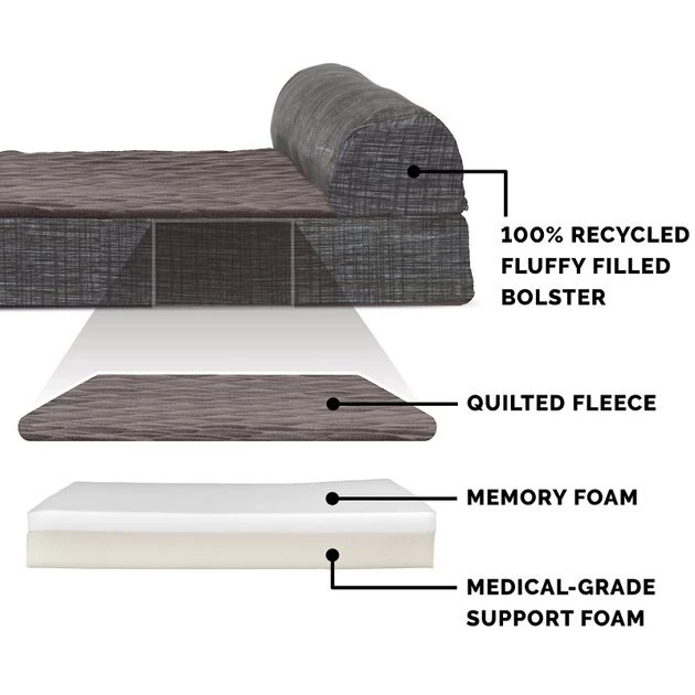 FurHaven Quilted Chaise Memory Top Bolster Cat & Dog Bed w/Removable Cover 7 FurHaven Quilted Chaise Memory Top Bolster Cat & Dog Bed w/Removable Cover - Image 5