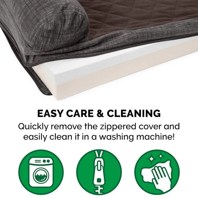 FurHaven Quilted Chaise Memory Top Bolster Cat & Dog Bed w/Removable Cover 9 FurHaven Quilted Chaise Memory Top Bolster Cat & Dog Bed w/Removable Cover - Image 7