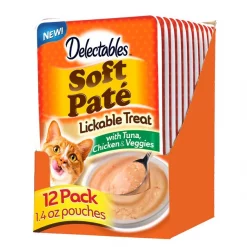 Hartz Delectables Soft Pate Tuna, Chicken & Veggies Cat Treats, 12 pack