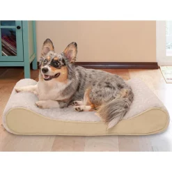 FurHaven Ultra Plush Luxe Lounger Cooling Gel Dog Bed w/Removable Cover