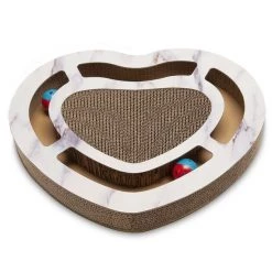 FurHaven Busy Box Corrugated Heart-Shaped Cat Scratcher Toy with Catnip