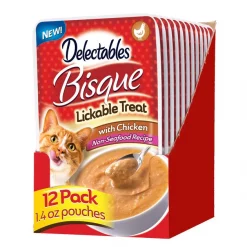 Hartz Delectables Bisque Non-Seafood Recipe with Chicken Wet Cat Treat, 1.4-oz, case of 12