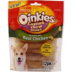 Hartz Oinkies 4" Real Chicken Lasting Chew Bone Dog Treats