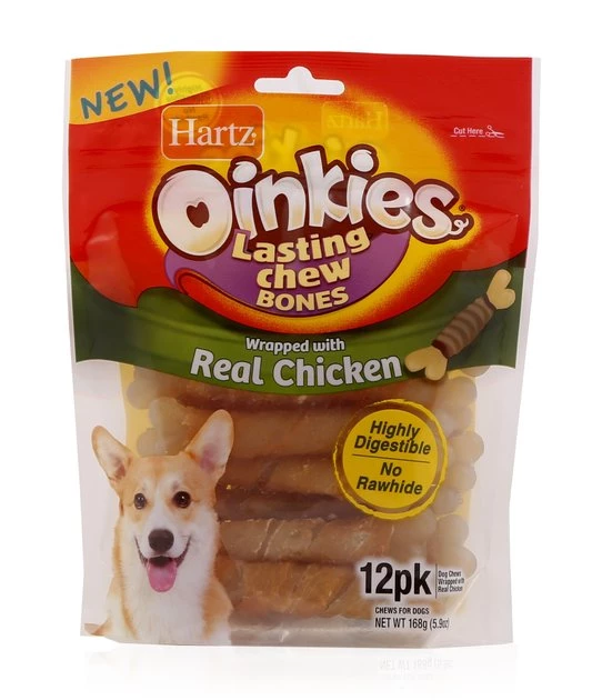Hartz Oinkies 4" Real Chicken Lasting Chew Bone Dog Treats 3 Hartz Oinkies 4" Real Chicken Lasting Chew Bone Dog Treats