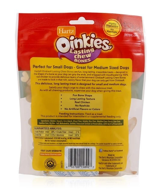 Hartz Oinkies 4" Real Chicken Lasting Chew Bone Dog Treats 4 Hartz Oinkies 4" Real Chicken Lasting Chew Bone Dog Treats - Image 2