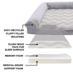 FurHaven Wave Fur & Velvet Memory Foam Deluxe Chaise Dog & Cat Bed -Hart FurHavOfficial Shop 244421 PT5. SY630 V1601942175