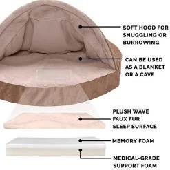 FurHaven Wave Fur & Velvet Memory Foam Snuggery Dog & Cat Bed -Hart FurHavOfficial Shop 244440 PT5. SY630 V1605329231