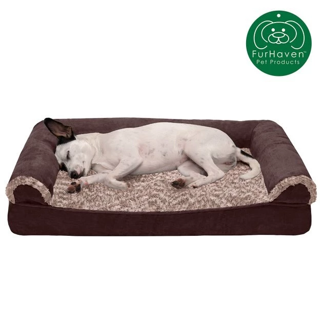 FurHaven Faux Fur & Suede Cooling Gel Sofa Dog & Cat Bed 6 FurHaven Faux Fur & Suede Cooling Gel Sofa Dog & Cat Bed - Image 4