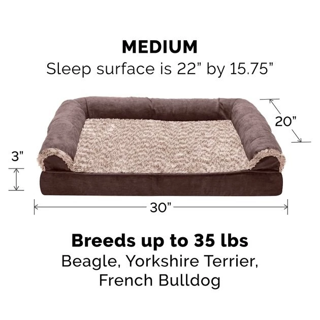 FurHaven Faux Fur & Suede Cooling Gel Sofa Dog & Cat Bed 7 FurHaven Faux Fur & Suede Cooling Gel Sofa Dog & Cat Bed - Image 5
