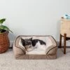 FurHaven Velvet Waves Perfect Comfort Cooling Gel Bolster Cat & Dog Bed w/Removable Cover