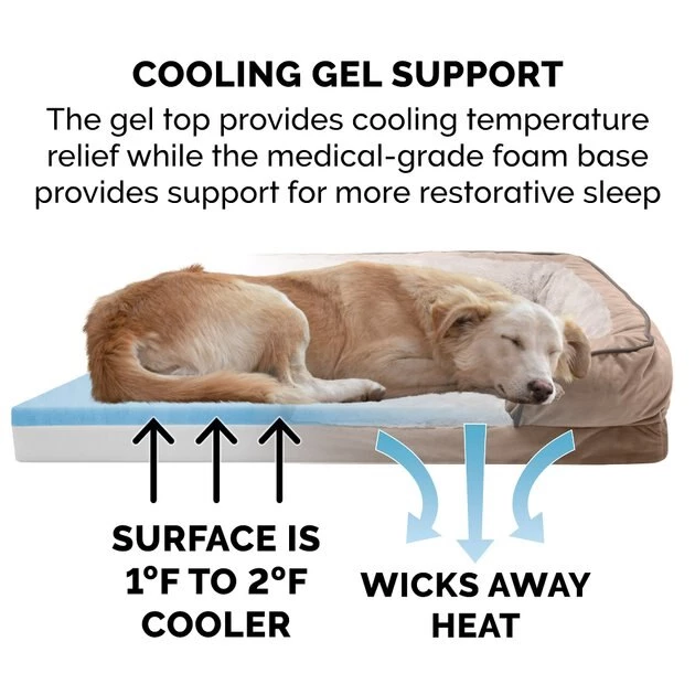 FurHaven Velvet Waves Perfect Comfort Cooling Gel Bolster Cat & Dog Bed w/Removable Cover 9 FurHaven Velvet Waves Perfect Comfort Cooling Gel Bolster Cat & Dog Bed w/Removable Cover - Image 7