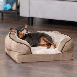 FurHaven Perfect Comfort Velvet Waves Full Support Orthopedic Sofa Dog & Cat Bed