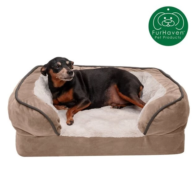 FurHaven Perfect Comfort Velvet Waves Full Support Orthopedic Sofa Dog & Cat Bed 6 FurHaven Perfect Comfort Velvet Waves Full Support Orthopedic Sofa Dog & Cat Bed - Image 4