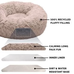 FurHaven Calming Cuddler Long Fur Donut Bolster Dog Bed -Hart FurHavOfficial Shop 254826 PT5. SY630 V1618874269