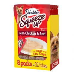 Hartz Delectables Squeeze Up Chicken & Beef Dog Lickable Treats, 0.5-oz pouch, case of 32