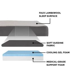 FurHaven Faux Sheepskin & Suede Cooling Gel Cat & Dog Bed w/Removable Cover -Hart FurHavOfficial Shop 261663 PT5. SY630 V1605666457