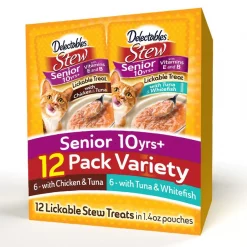 Hartz Delectables Senior Stew Variety Pack Lickable Cat Treats, 1.4-oz pouch, case of 12