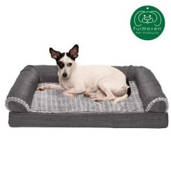 FurHaven Luxe Fur & Performance Linen Memory Top Sofa Cat & Dog Bed w/Removable Cover -Hart FurHavOfficial Shop 271751 PT3. SY630 V1612486316