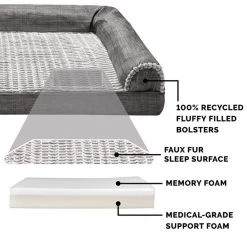 FurHaven Luxe Fur & Performance Linen Memory Top Sofa Cat & Dog Bed w/Removable Cover -Hart FurHavOfficial Shop 271751 PT5. SY630 V1612487864