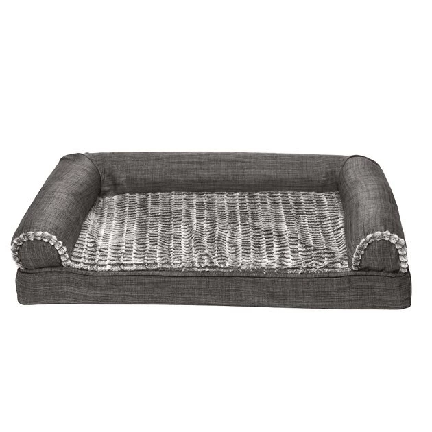 FurHaven Luxe Fur & Performance Linen Cooling Gel Top Sofa Cat & Dog Bed w/Removable Cover 5 FurHaven Luxe Fur & Performance Linen Cooling Gel Top Sofa Cat & Dog Bed w/Removable Cover - Image 3