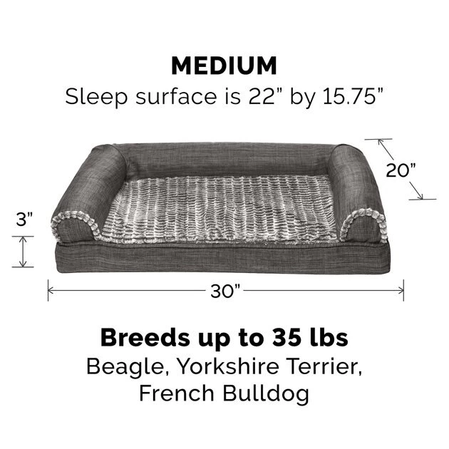 FurHaven Luxe Fur & Performance Linen Cooling Gel Top Sofa Cat & Dog Bed w/Removable Cover 7 FurHaven Luxe Fur & Performance Linen Cooling Gel Top Sofa Cat & Dog Bed w/Removable Cover - Image 5