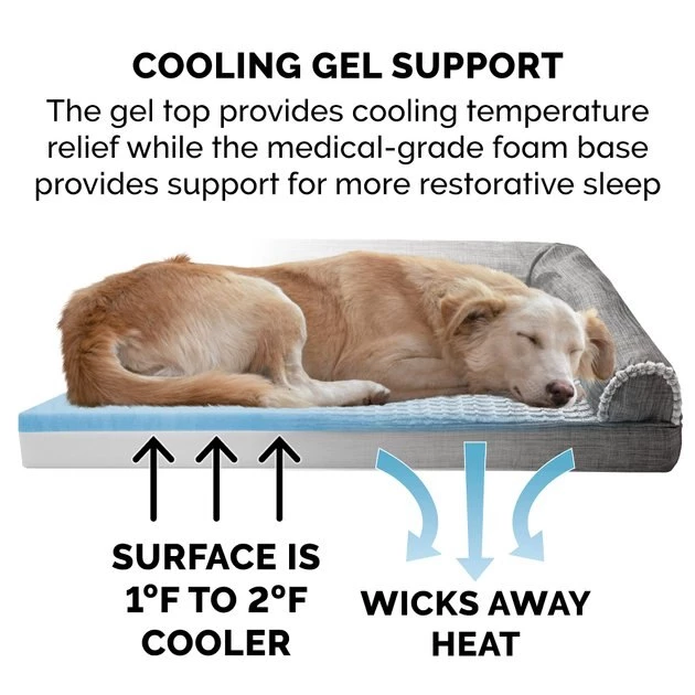 FurHaven Luxe Fur & Performance Linen Cooling Gel Top Sofa Cat & Dog Bed w/Removable Cover 9 FurHaven Luxe Fur & Performance Linen Cooling Gel Top Sofa Cat & Dog Bed w/Removable Cover - Image 7