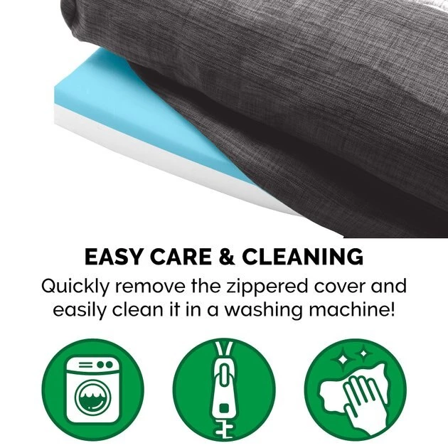 FurHaven Luxe Fur & Performance Linen Cooling Gel Top Sofa Cat & Dog Bed w/Removable Cover 10 FurHaven Luxe Fur & Performance Linen Cooling Gel Top Sofa Cat & Dog Bed w/Removable Cover - Image 8